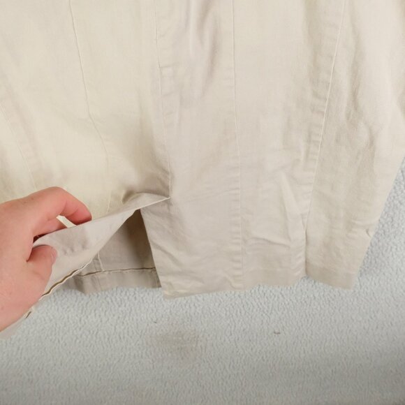 Prada Dress Womens Size 46 Beige Fitted Sheath Sleeveless Midi Back Zip Italy - Picture 4 of 13